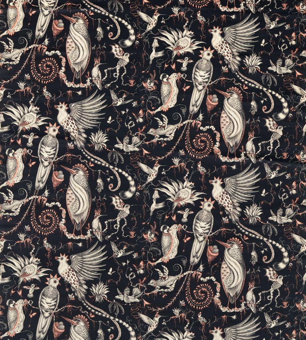 Quetzal Velvet Fabric by Clarke & Clarke Charcoal