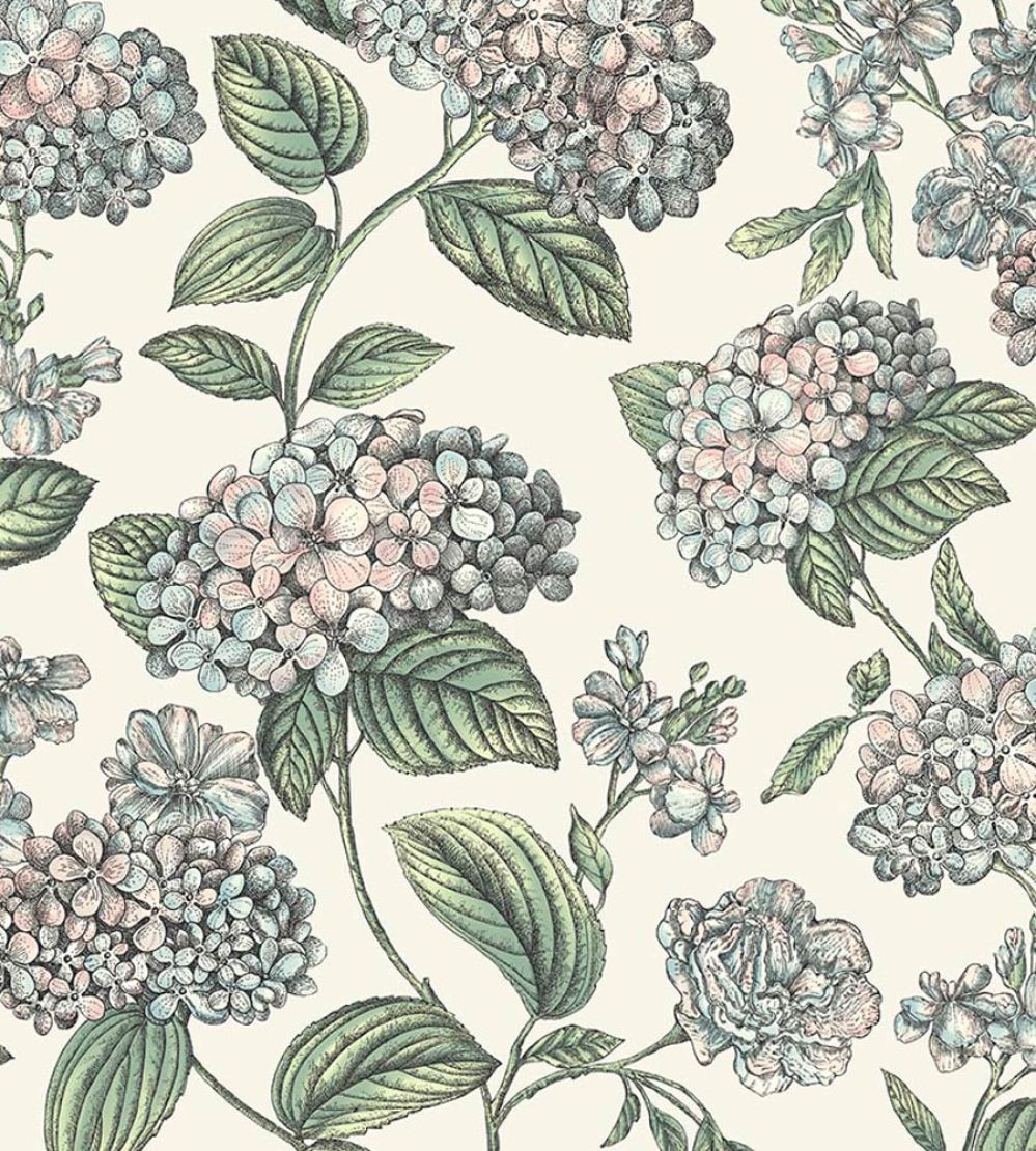 Ramo di Ortensia Wallpaper by Cole & Son Pastel on Stone