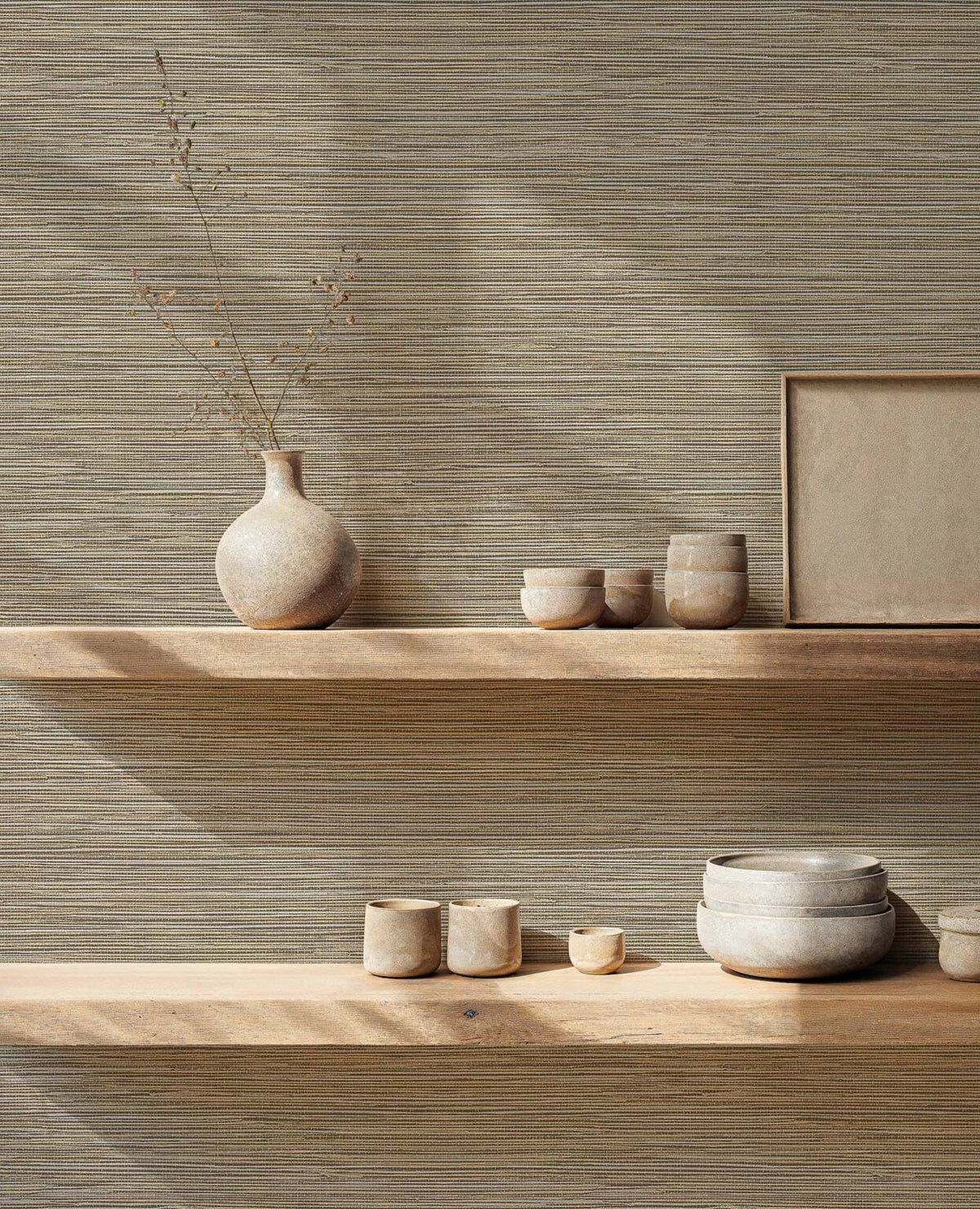 Ratán wallpaper by Coordonné in 41, shown in a styled room