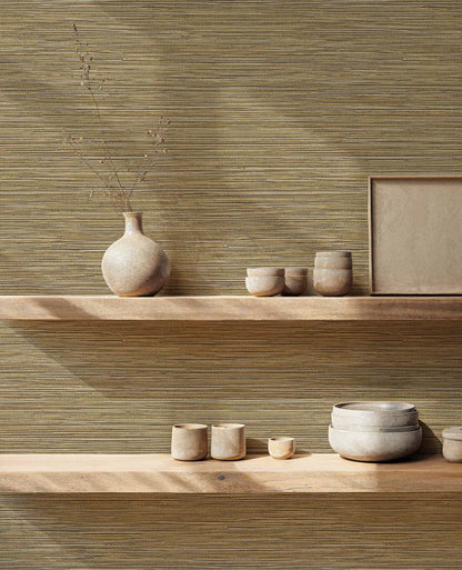 Ratán wallpaper by Coordonné in 42, shown in a styled room