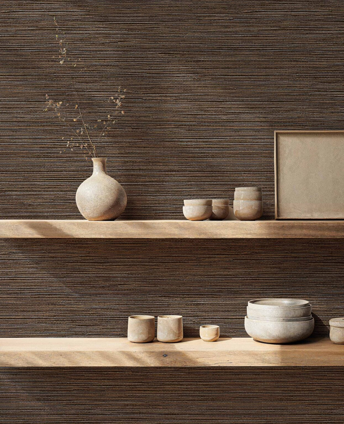 Ratán wallpaper by Coordonné in 43, shown in a styled room
