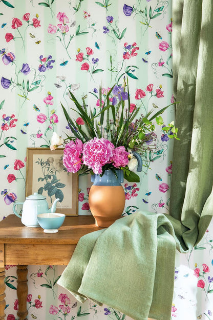 Rayure les Pois de Senteur Wallpaper by Pierre Frey shown in a room setting (view 2)