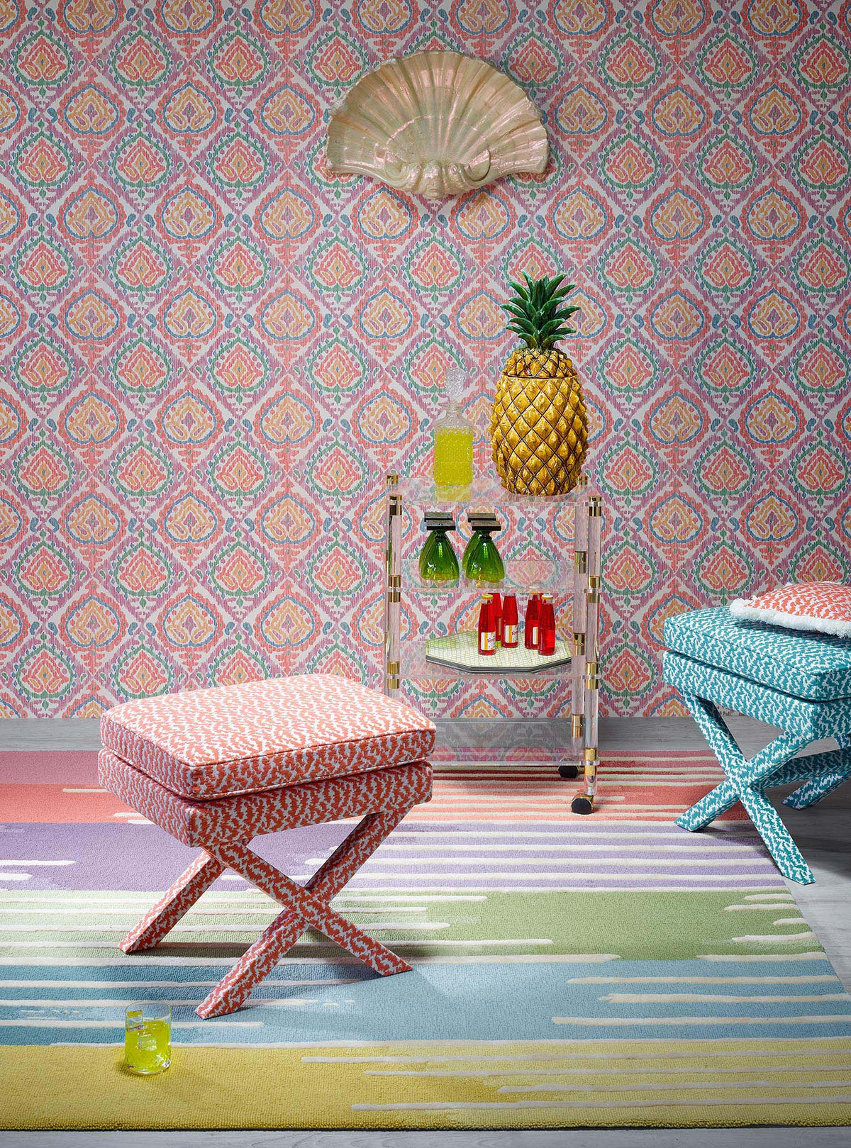 Rayures Ikat Rug by Pierre Frey shown in a room setting (view 1)