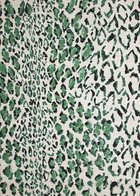 Sabu on Linen Fabric by Rose Cumming in Green/Green