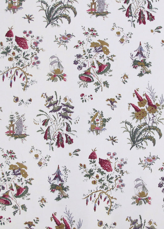 Flower Pagoda Fabric by Rose Cumming in Original Ecru