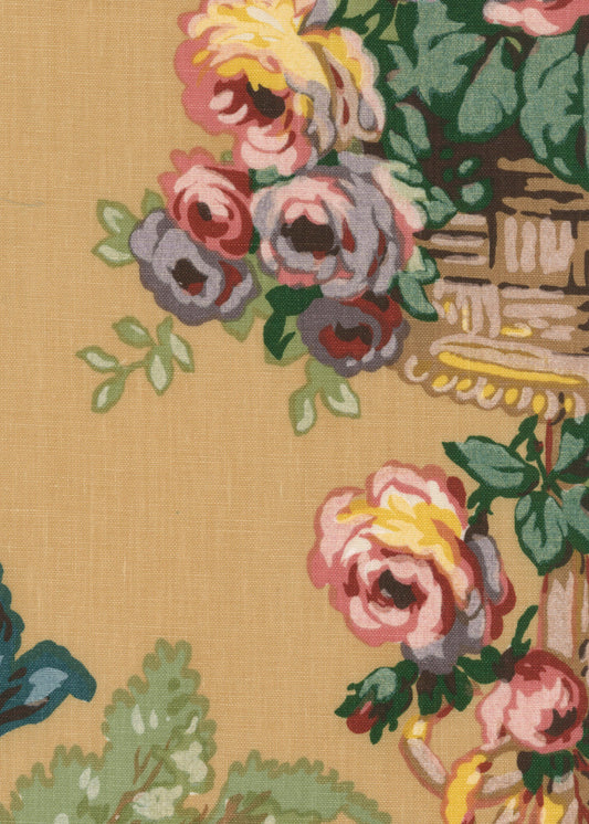 Garden of Allah on Linen Fabric by Rose Cumming in Camel