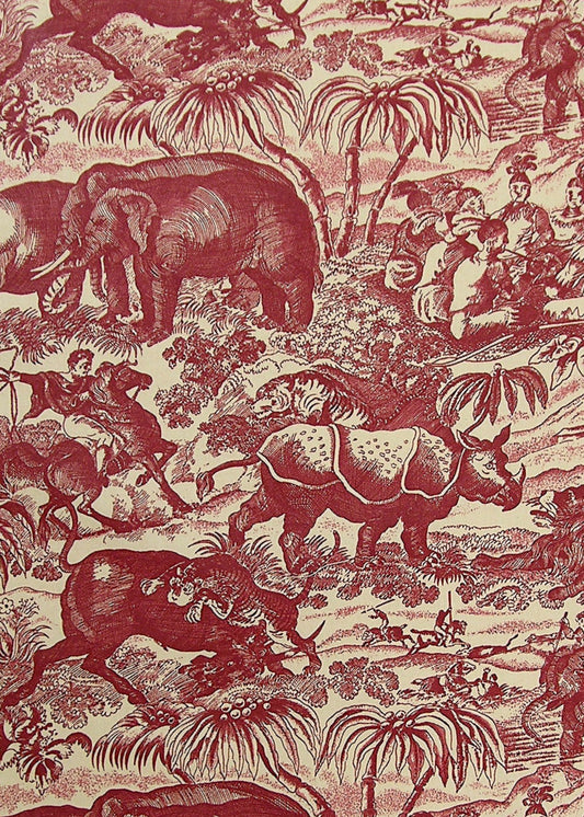Hunt of the Raj Fabric by Rose Cumming in Red