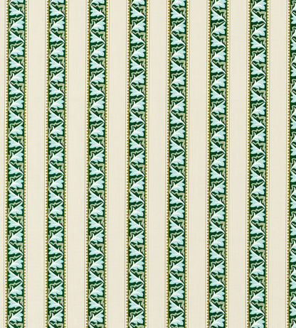 Red Car Stripe Fabric by Morris & Co Forest/Linen