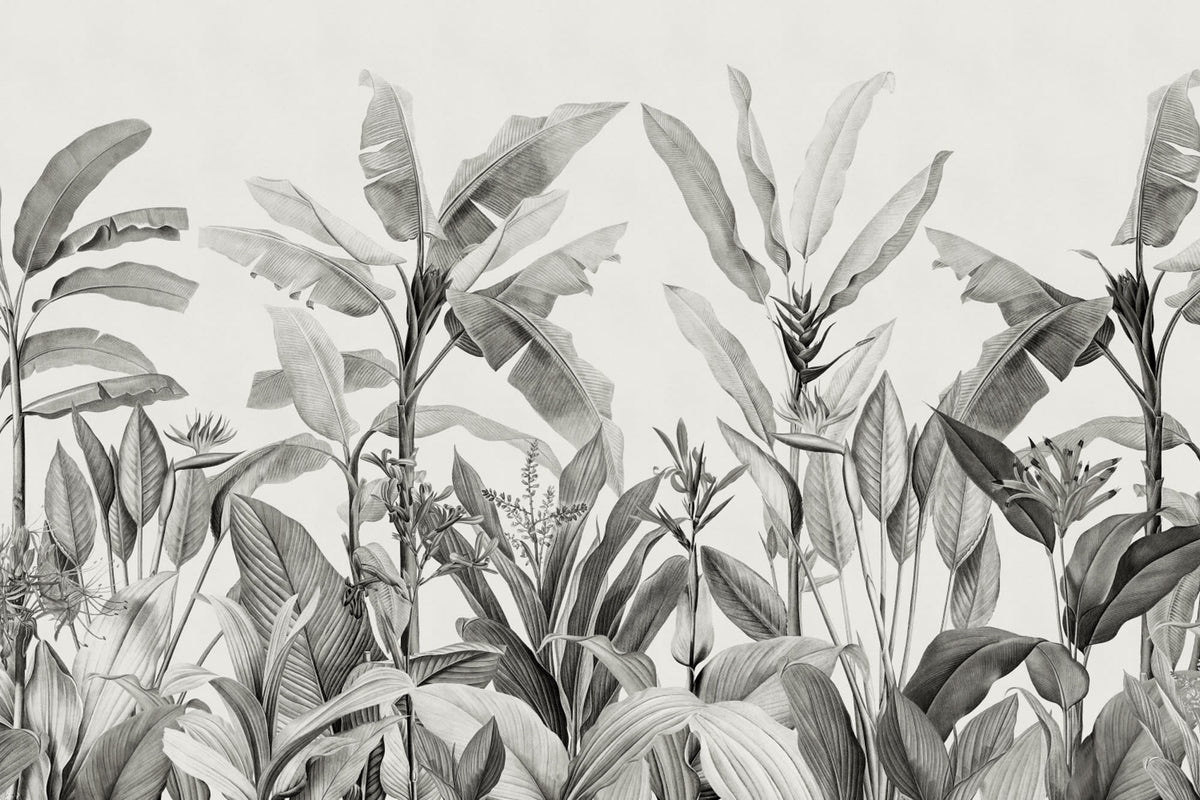 Redouté monochrome mural by Hovia