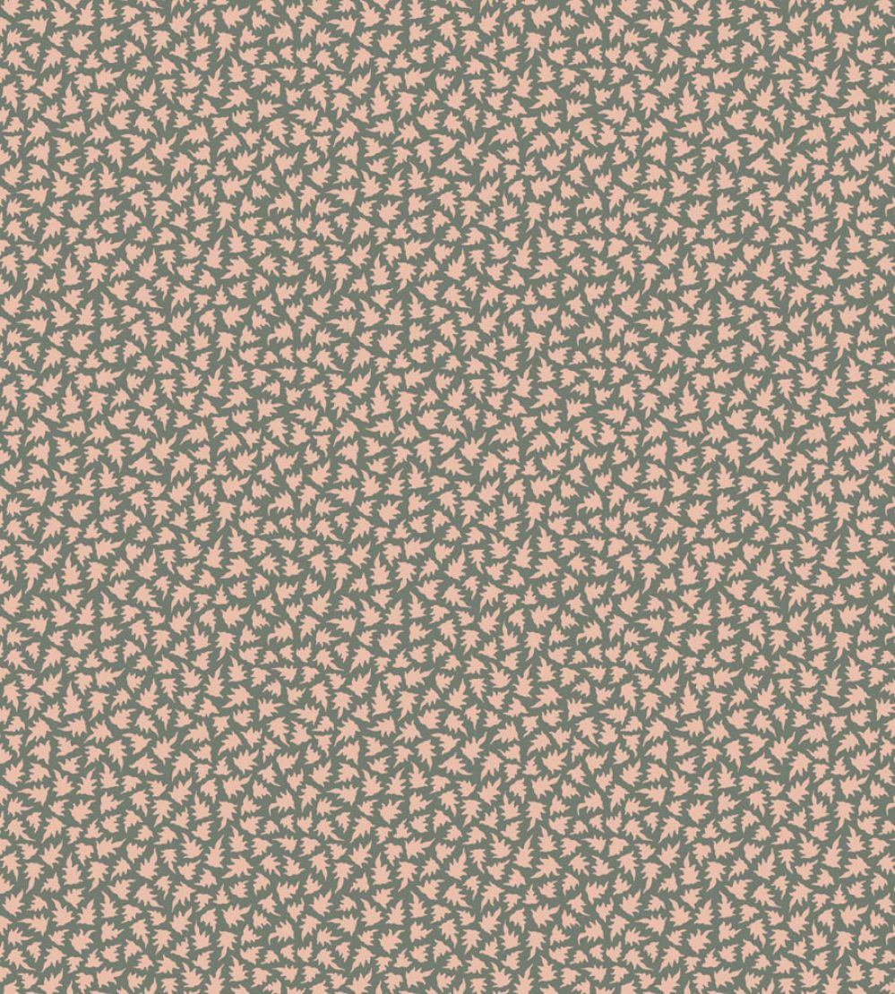 Renaissance Leaves Wallpaper by Farrow & Ball Green Smoke / Pink Cup