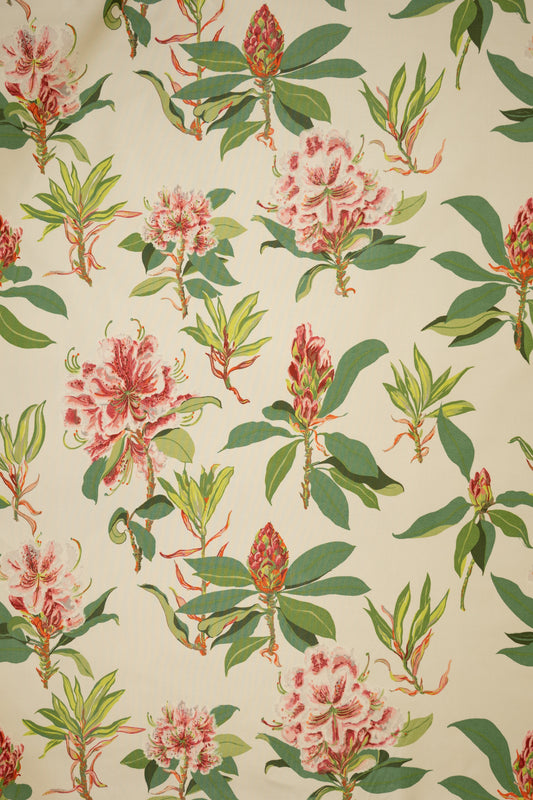 Rhododendron Sprig Fabric by Jean Monro in Pink/Green