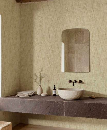 Rhombeum contract wallcovering by Coordonné in Beige/Nude 64946204, shown in a styled room