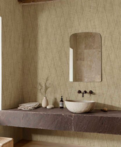 Rhombeum contract wallcovering by Coordonné in Beige/Nude 64946210, shown in a styled room