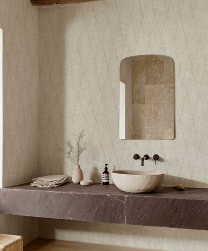Rhombeum contract wallcovering by Coordonné in Beige/Nude 64946213, shown in a styled room