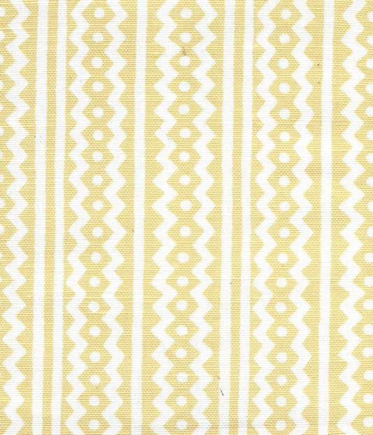 Ric Rac Gold on White Linen Cotton fabric by Alan Campbell