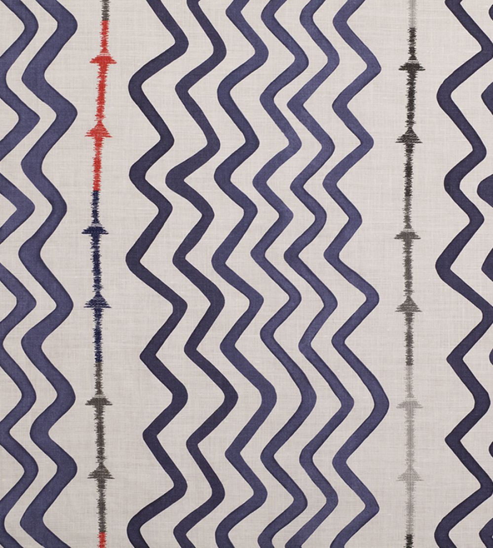 Rick Rack Fabric by Christopher Farr Cloth Indigo
