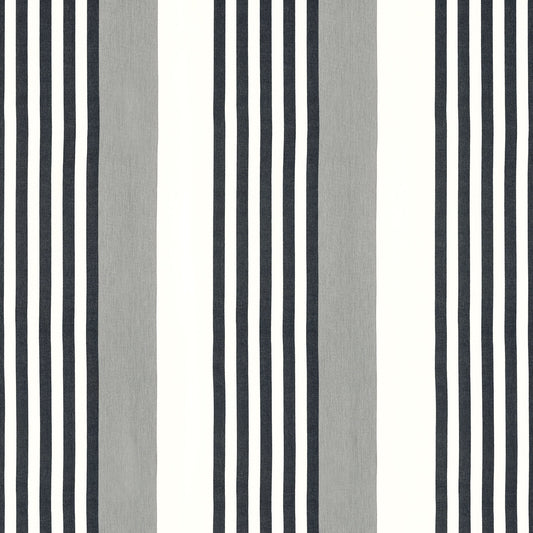 Riviera Stripe Fabric by Thibaut in Sterling & Charcoal (FWW81769)