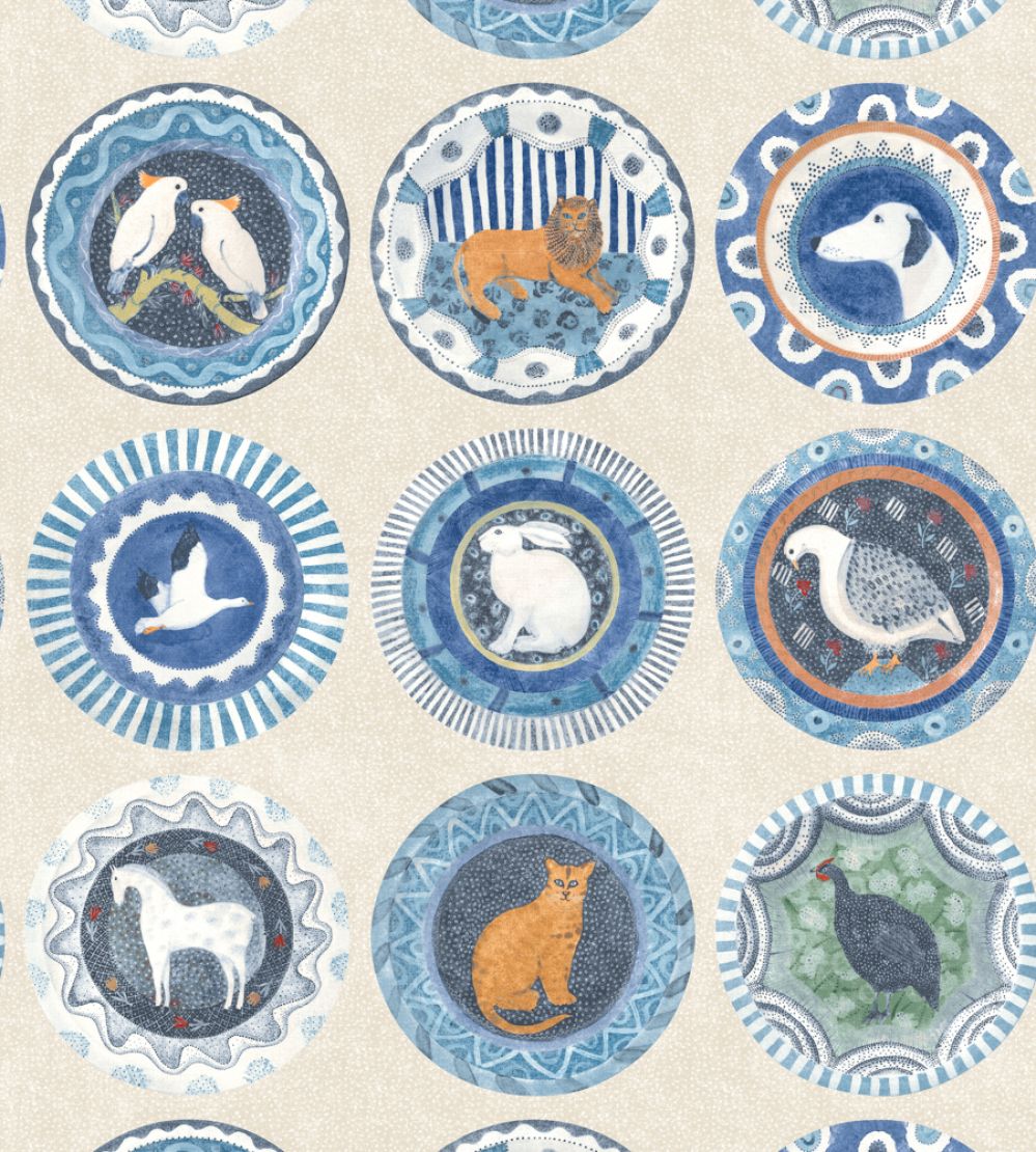 Robina's Dinner Party Wallpaper by GP & J Baker Blue