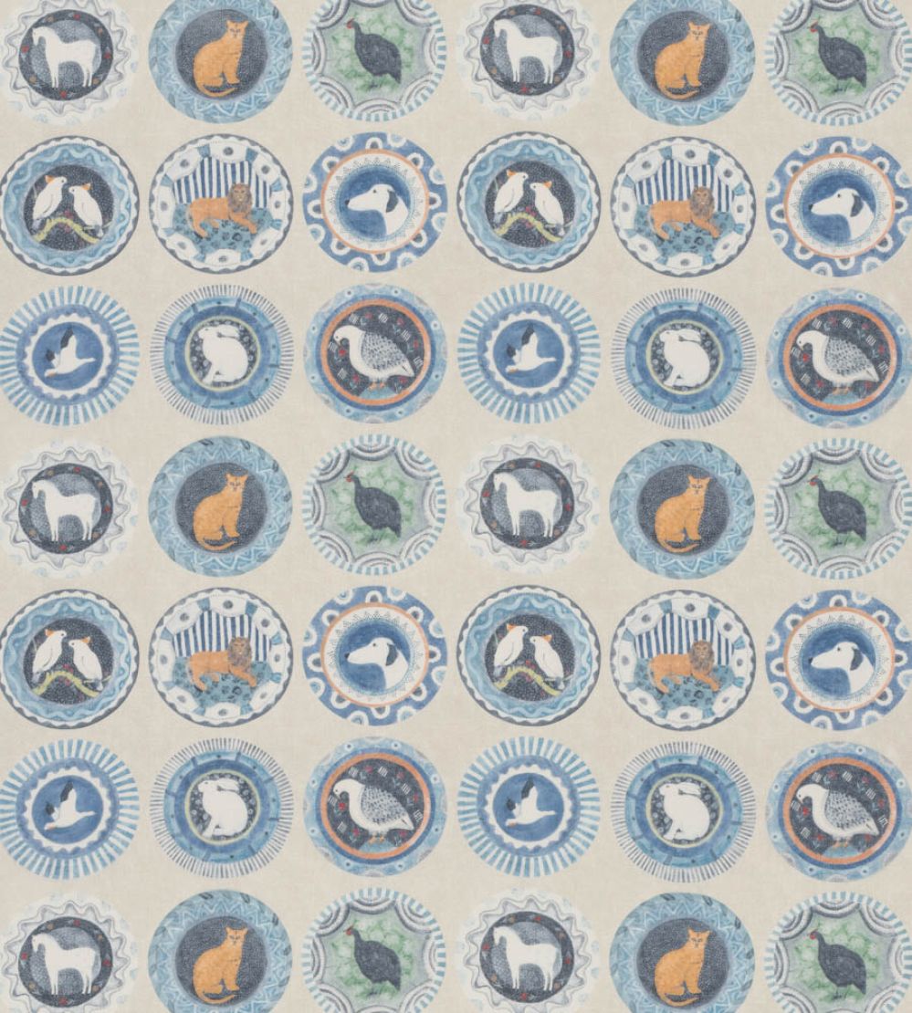Robina's Dinner Party Fabric by GP & J Baker Blue