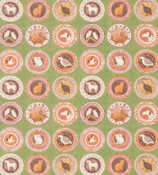 Robina's Dinner Party Fabric by GP & J Baker Green