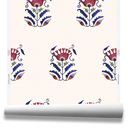 Persian Flower Wallpaper by James Malone in Blue (70242)