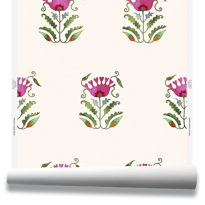 Persian Flower Wallpaper by James Malone in Green