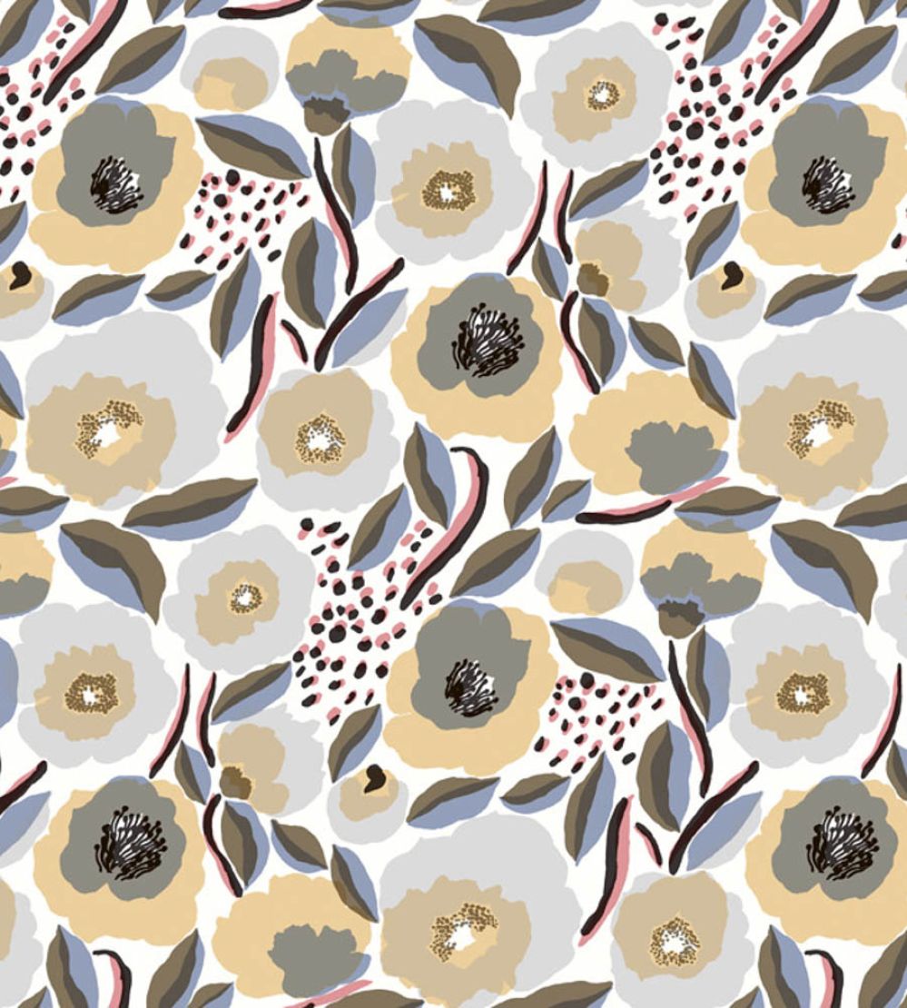 Rosarium Wallpaper by Marimekko Blue/Sand