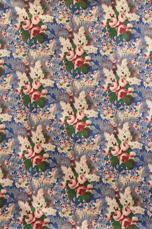 Rose & Fern Fabric by Jean Monro in Blue