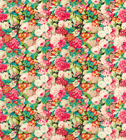 Rose & Peony Cersie/Veridian velvet fabric by Sanderson
