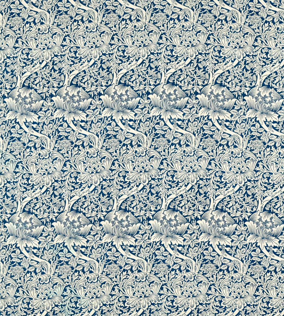 Rose & Thistle Fabric by Morris & Co Indigo