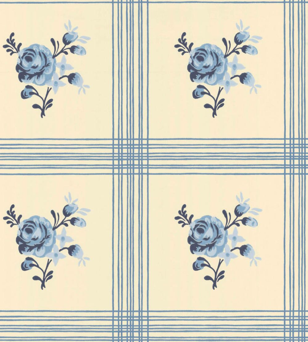 Rose Wallpaper by Langelid Von Bromssen Delt Blue