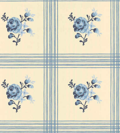Rose Wallpaper by Langelid Von Bromssen Delt Blue