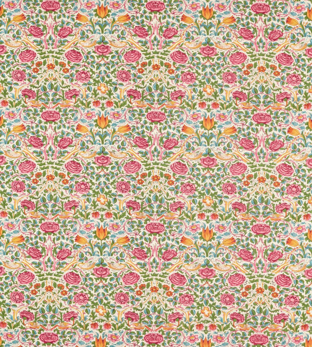 Rose Fabric by Morris & Co Boughs Green/Rose