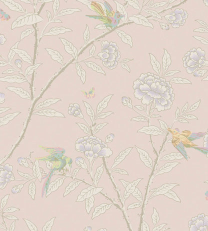 Roseberry With Birds Wallpaper by Cole & Son Shell Pink