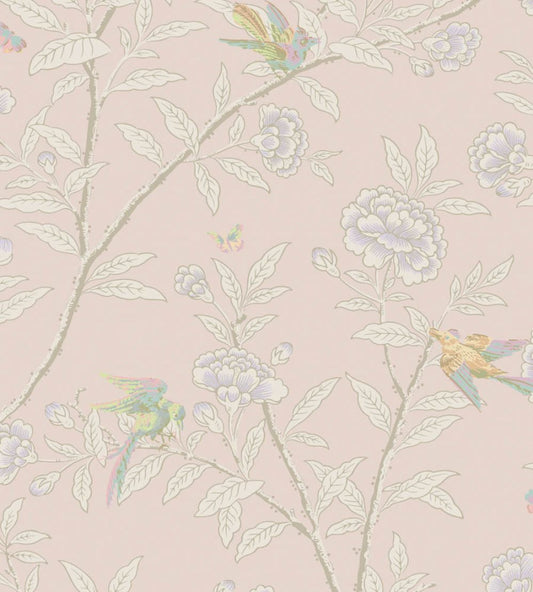 Roseberry With Birds Wallpaper by Cole & Son Shell Pink