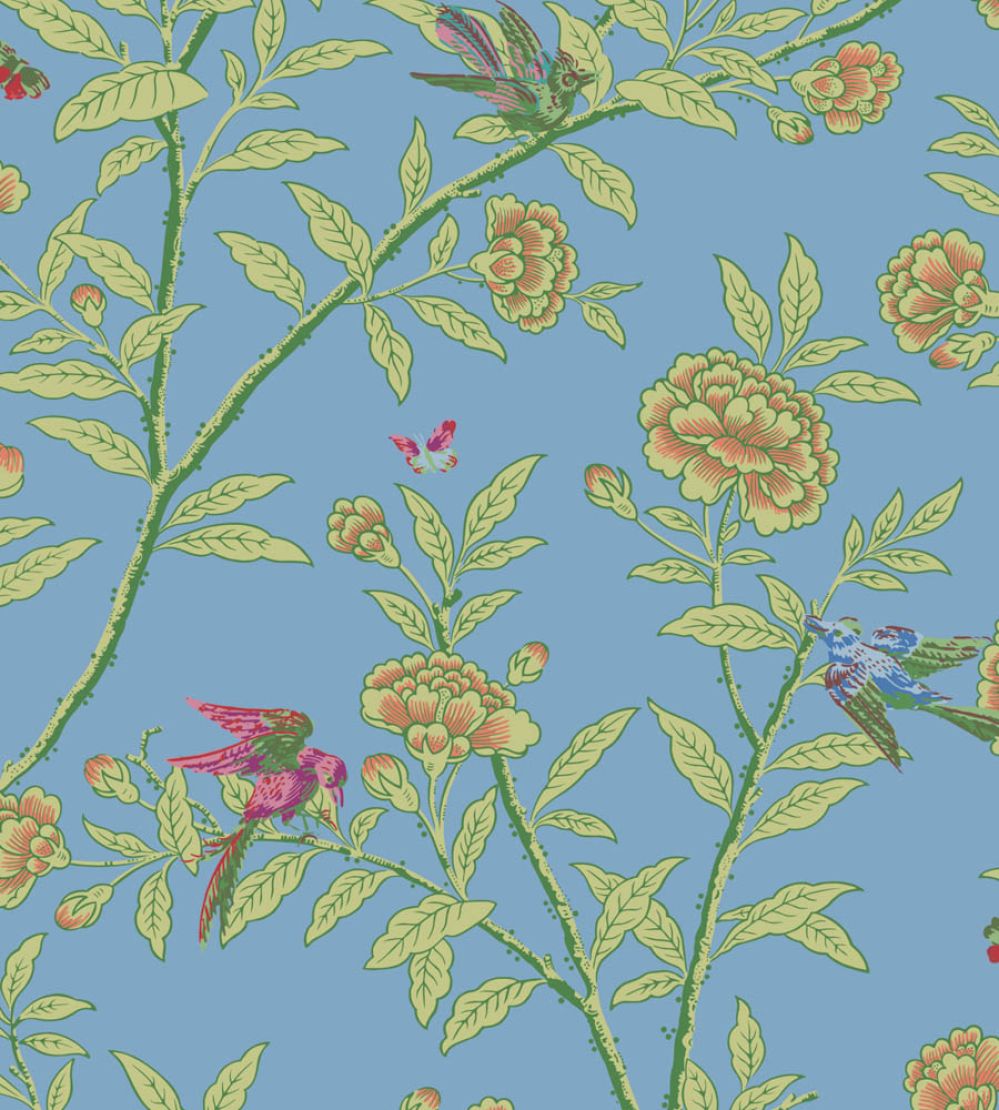 Roseberry With Birds Wallpaper by Cole & Son Hyacinth Blue