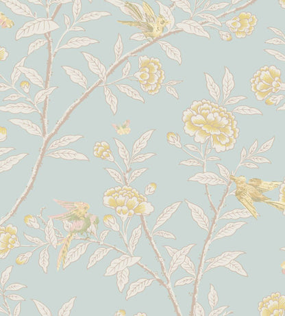Roseberry With Birds Wallpaper by Cole & Son Powder Blue