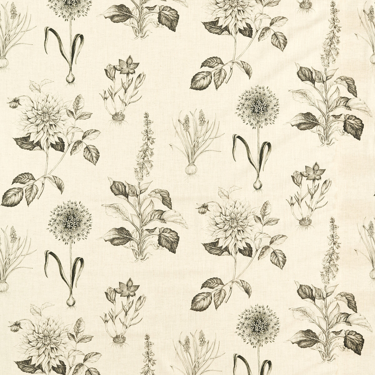 Roseraie Charcoal fabric by Clarke & Clarke