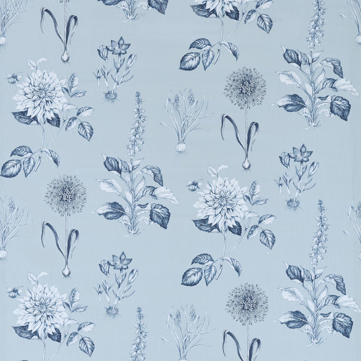 Roseraie Denim fabric by Clarke & Clarke