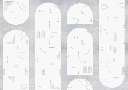 Rostros mural by Coordonné in Grey, flat pattern view