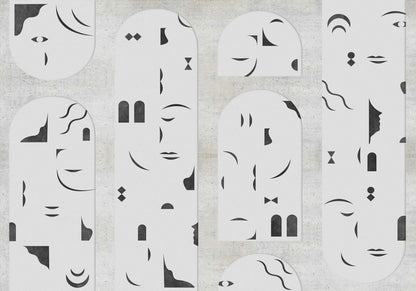 Rostros mural by Coordonné in Off, flat pattern view