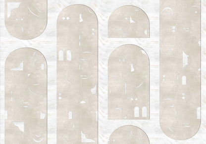 Rostros mural by Coordonné in Sand, flat pattern view