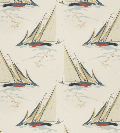 Round The Island Fabric by Mulberry Home Red/Blue
