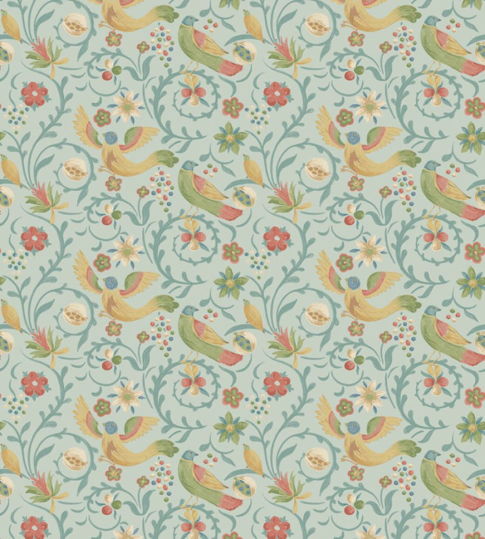 Royal Court Wallpaper by GP & J Baker Aqua
