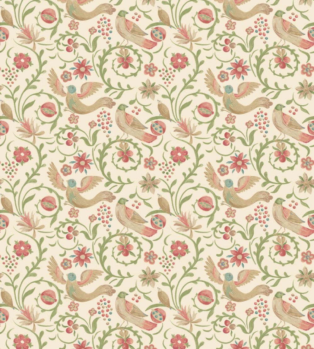 Royal Court Wallpaper by GP & J Baker Pink/Green