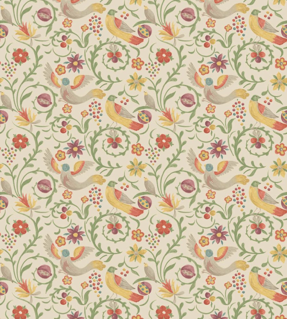 Royal Court Wallpaper by GP & J Baker Red/Green