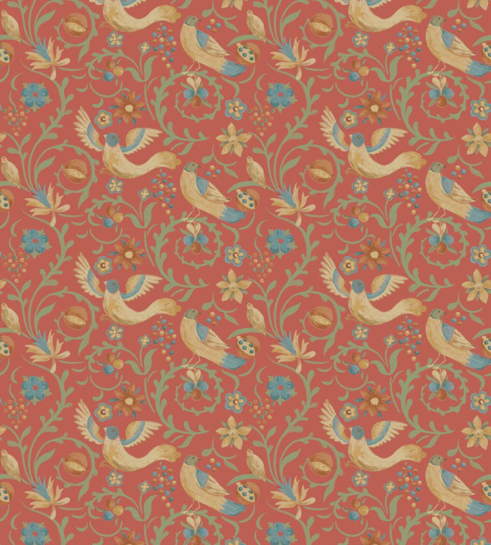 Royal Court Wallpaper by GP & J Baker Red