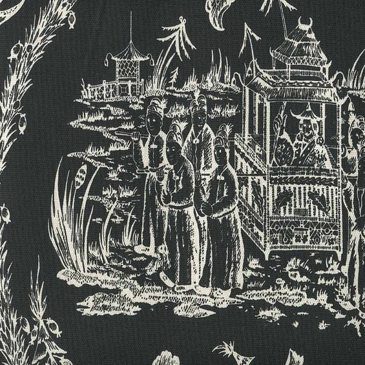 Royal Journey Reverse II Black fabric by Quadrille