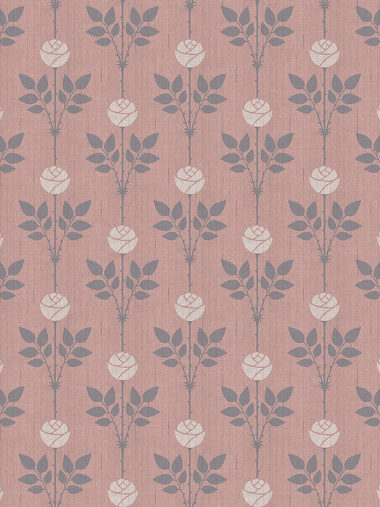 Rozalia Wallpaper by Divine Savages in Blushing Rose, pattern swatch