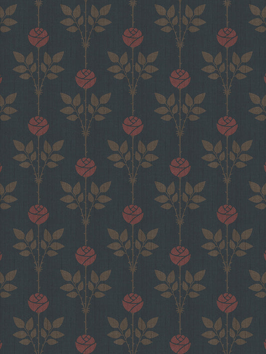 Rozalia Wallpaper by Divine Savages in Dorothy Blue, pattern swatch